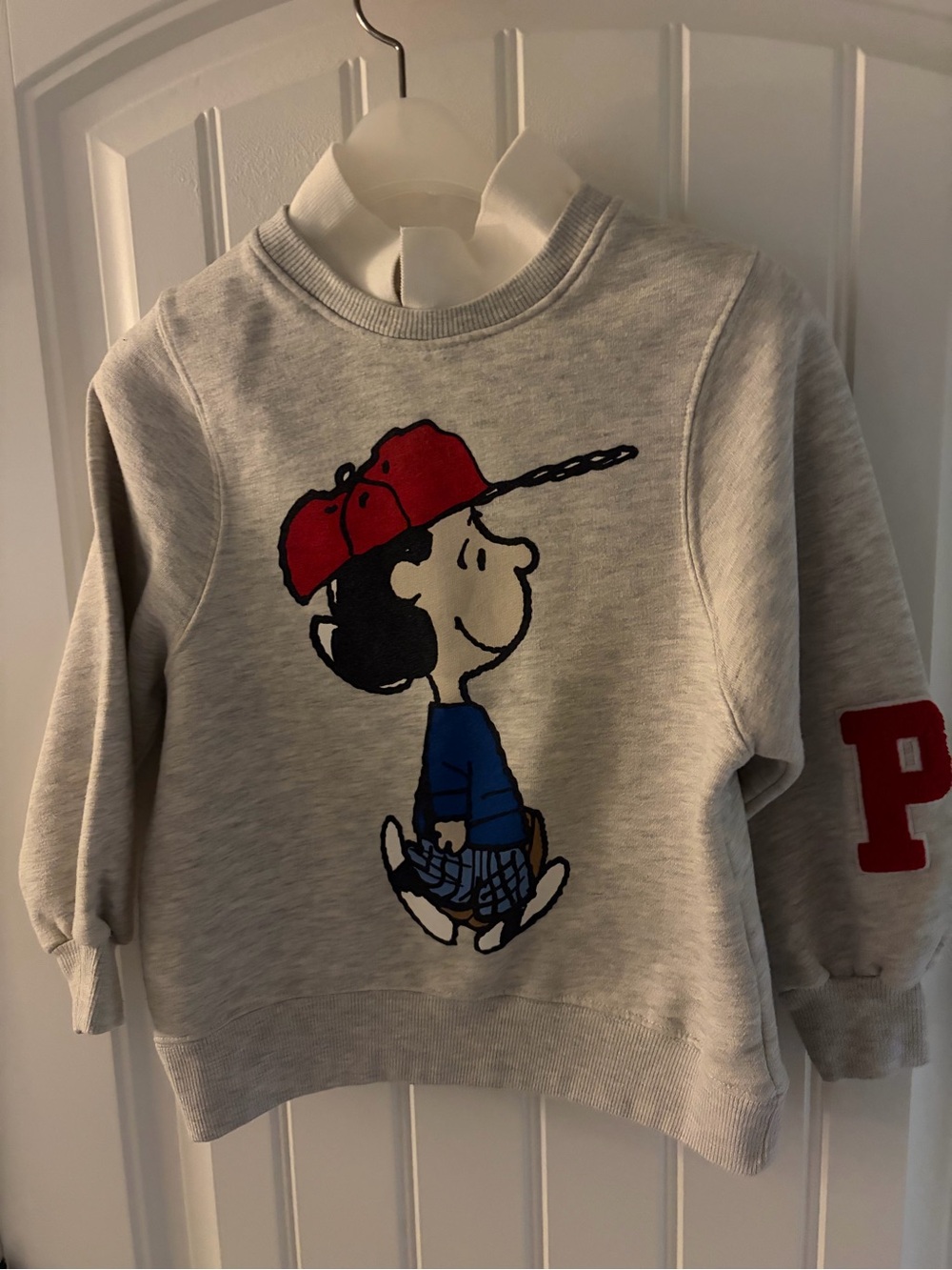 Zara Light Gray Sweatshirt with Red Cap Cartoon